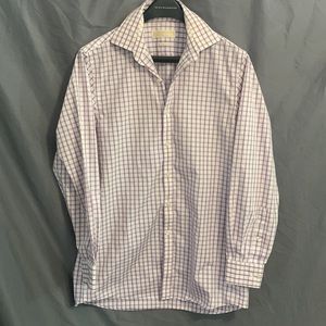 Michael Kohrs Men’s Non-Iron Stretch Dress Shirt, Plaid Grid Check Size 15 32/33
